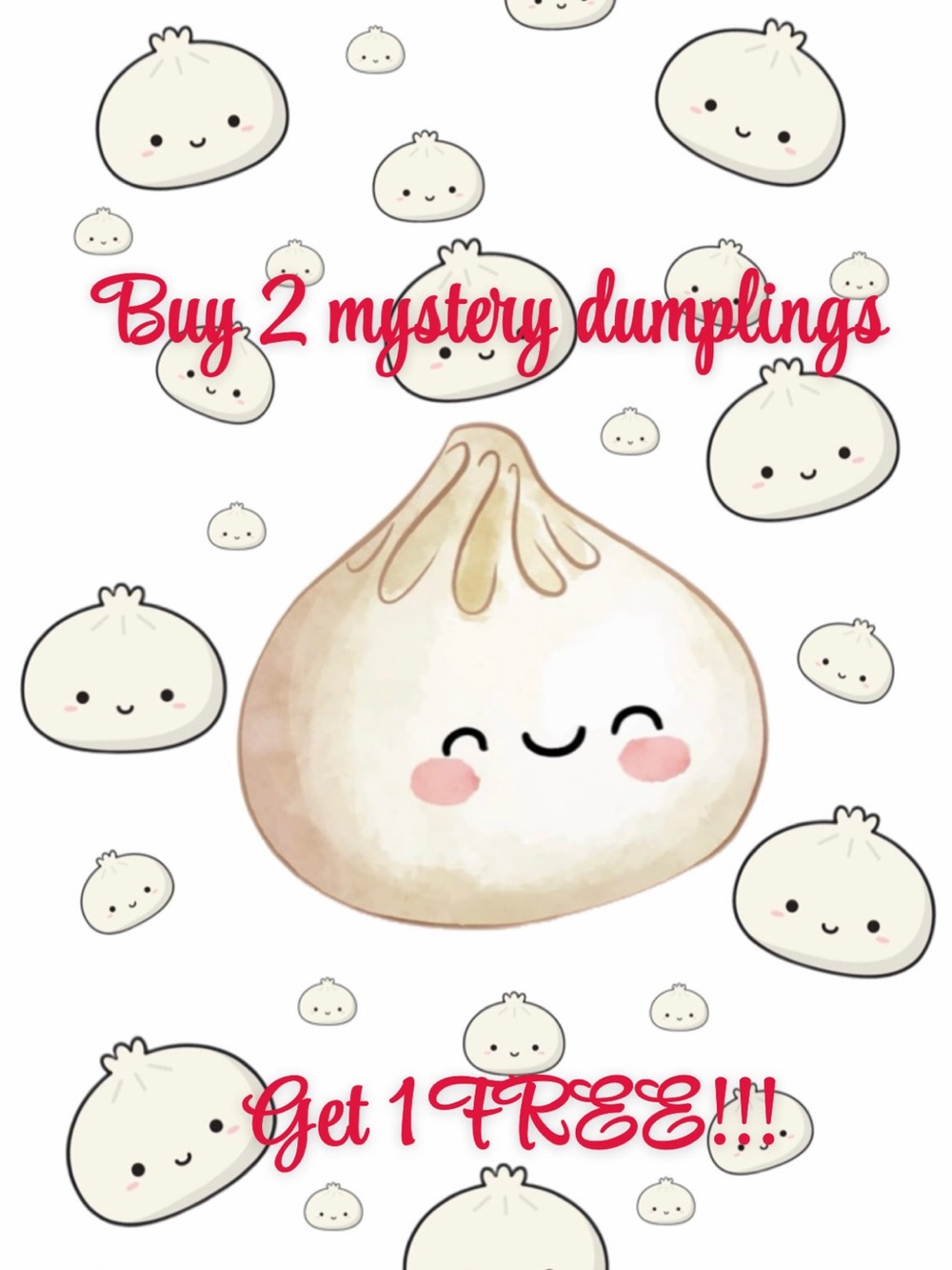 Buy 2 mystery dumplings get 1 free!!!